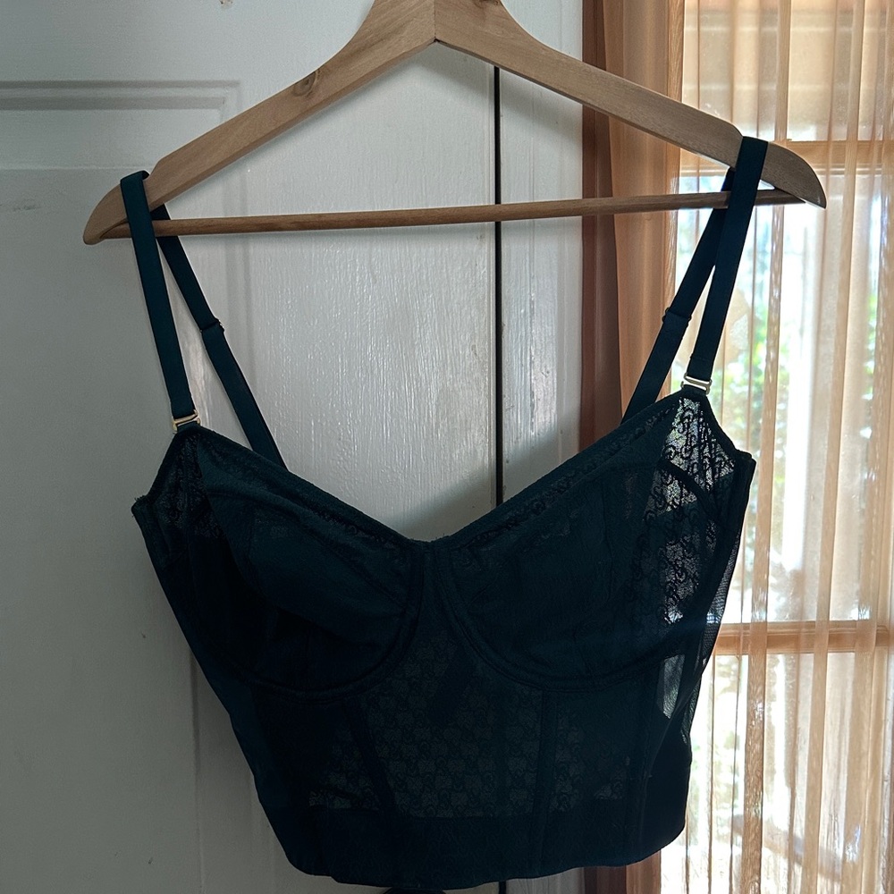 Elegant Lace Bralette in Dark Green